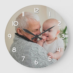 Grande Horloge Ronde Photo de famille de grand-père et petit-fils