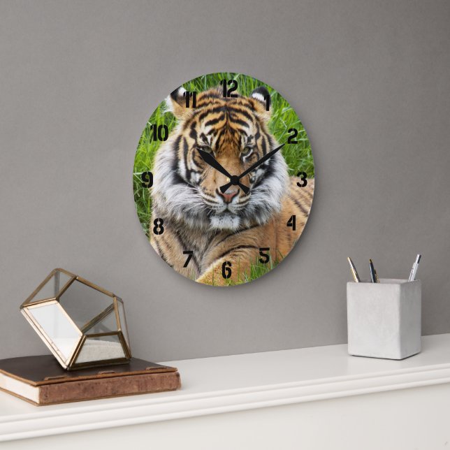 Grande Horloge Ronde Photo de faune de tigre de Sumatra (Bureau)