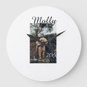 Grande Horloge Ronde Photo de naissance d'animal de compagnie chien cha