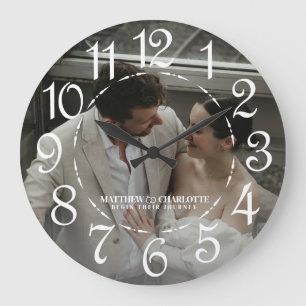 Grande Horloge Ronde Photo de Nouveaux Mariés