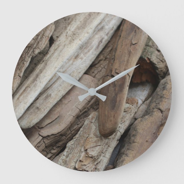 Grande Horloge Ronde Photo de Shoreline Driftwood (Recto)