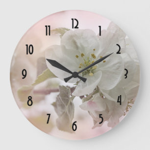 Grande Horloge Ronde Photo en fleurs de pomme blanche
