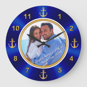 Grande Horloge Ronde PHOTO et cadeaux de mariage nautiques