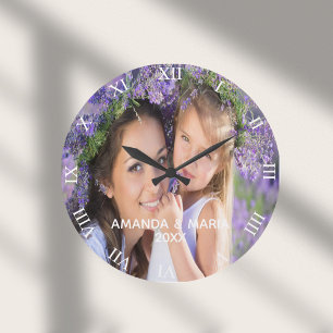 Grande Horloge Ronde Photo famille enfants femme texte roman