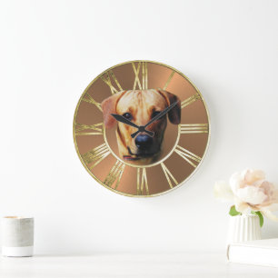 Grande Horloge Ronde Photo personnalisée avec visage de chien