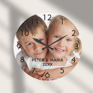 Grande Horloge Ronde Photo personnalisée enfants nom année