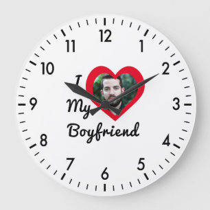 Grande Horloge Ronde Photo Personnalisée J'Aime Mon copain Bae Personna