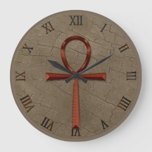 Grande Horloge Ronde Photo Réaliste Wood-Effect & Copper-look Ankh