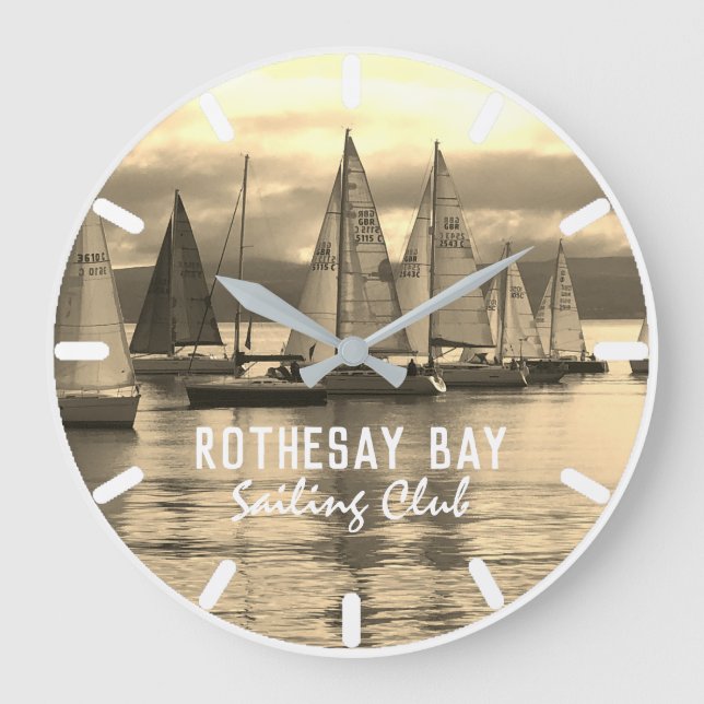 Grande Horloge Ronde Photo Sepia-Effect de Yachts Lining up to Race (Recto)