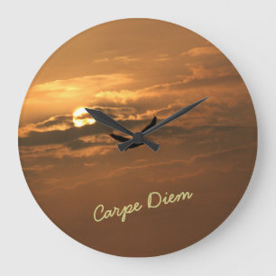 Grande Horloge Ronde Photo Sunrise Gold Carpe Diem Ocean