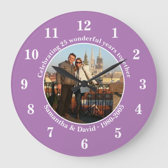 Grande Horloge Ronde Photo Wedding Anniversary  Gift Wall  Large Clock (Recto)
