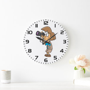 Grande Horloge Ronde Photographe d'aventure garçon avec caméra