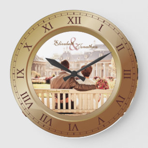 Grande Horloge Ronde Photographe de bronze customizable Wedding Anniver