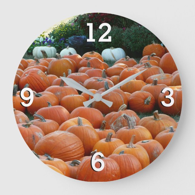 Grande Horloge Ronde Photographie de récolte d'automne des citrouilles  (Recto)