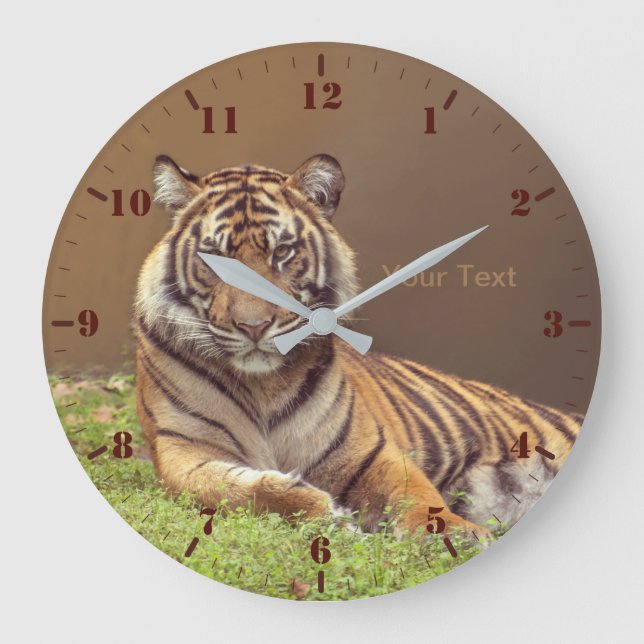 Grande Horloge Ronde Photographie du tigre sauvage (Recto)