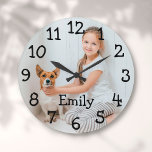 Grande Horloge Ronde Photographie personnalisée<br><div class="desc">Perfect pour les nurseries,  menace ou any room in your home. A fun design which you can personal with a loved one's name and photo to create a unique venin. Designed by Thisisnotme</div>