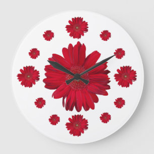 Grande Horloge Ronde Photographies rouges de marguerite de Gerber
