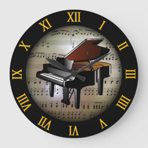 Grande Horloge Ronde Piano ~ Arrière - plan "La Planète Musicale" *~