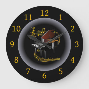 Grande Horloge Ronde Piano ~ G clef ~ Musical Swirl ~ Spotlight ~* ~