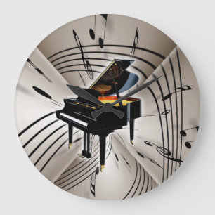 Grande Horloge Ronde Piano Keyboard Clock
