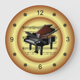 Grande Horloge Ronde ~ Piano ~ Sheet Music ~ Gold Arrière - plan ~