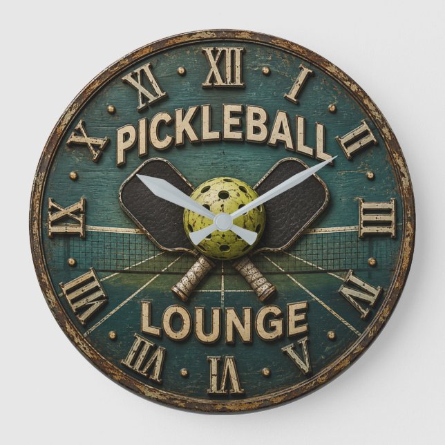 Grande Horloge Ronde Pickleball Lounge Rustic Paddle & Ball (Recto)