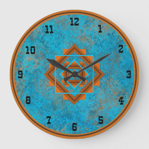 Grande Horloge Ronde Pics de montagne sud-ouest Turquoise Vieux-Ouest