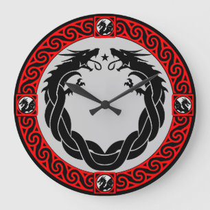 Grande Horloge Ronde Pièce d'horlogerie médiévale dragon de feu