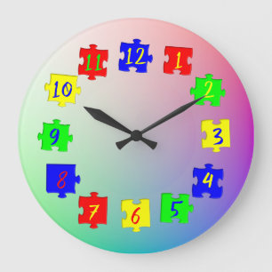 Grande Horloge Ronde Pièces de puzzle de couleur personnalisée, Photos