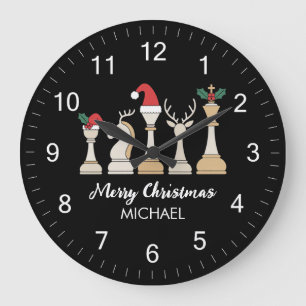 Grande Horloge Ronde Pièces d'échecs personnalisées tendance moderne No