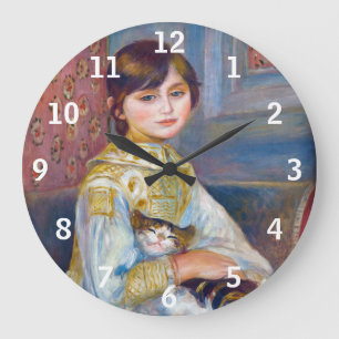 Grande Horloge Ronde Pierre-Auguste Renoir - Enfant avec chat