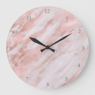 Grande Horloge Ronde Pierre de marbre rose