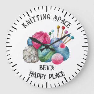 Grande Horloge Ronde Pile de fils de tricot