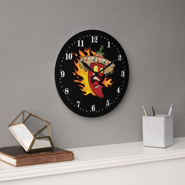 Grande Horloge Ronde Piment fun mexicain (Bureau)