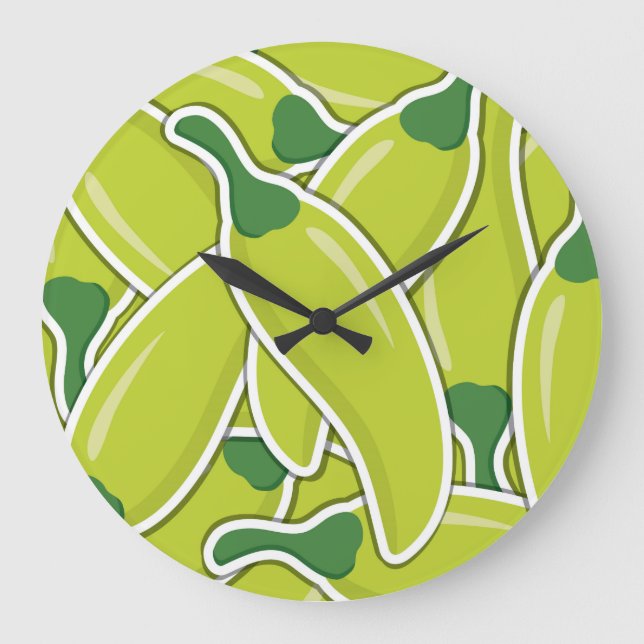 Grande Horloge Ronde Piments de piment vert funky (Recto)