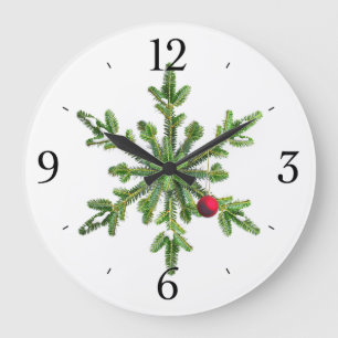Grande Horloge Ronde Pin neigeux Noël