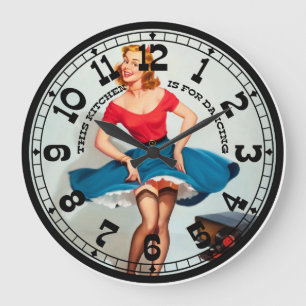 Grande Horloge Ronde Pin-up Girl Wall Clock