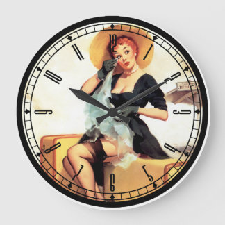 Grande Horloge Ronde Pin-up Girl Wall Clock