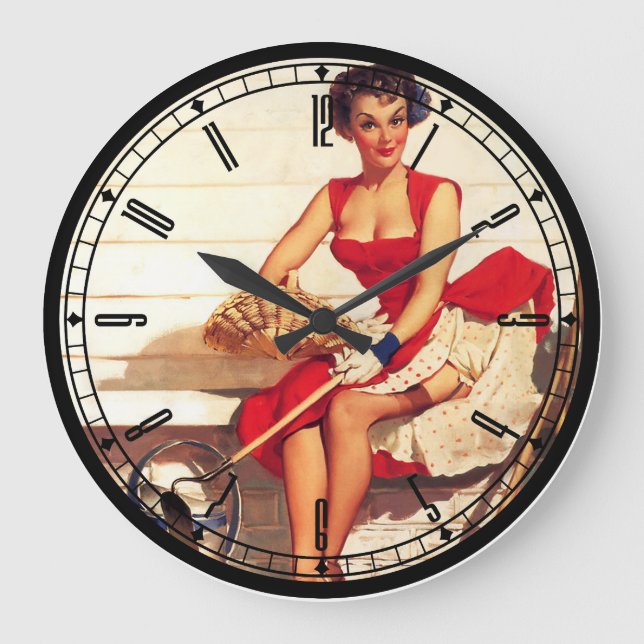 Grande Horloge Ronde Pin-up Girl Wall Clock (Recto)