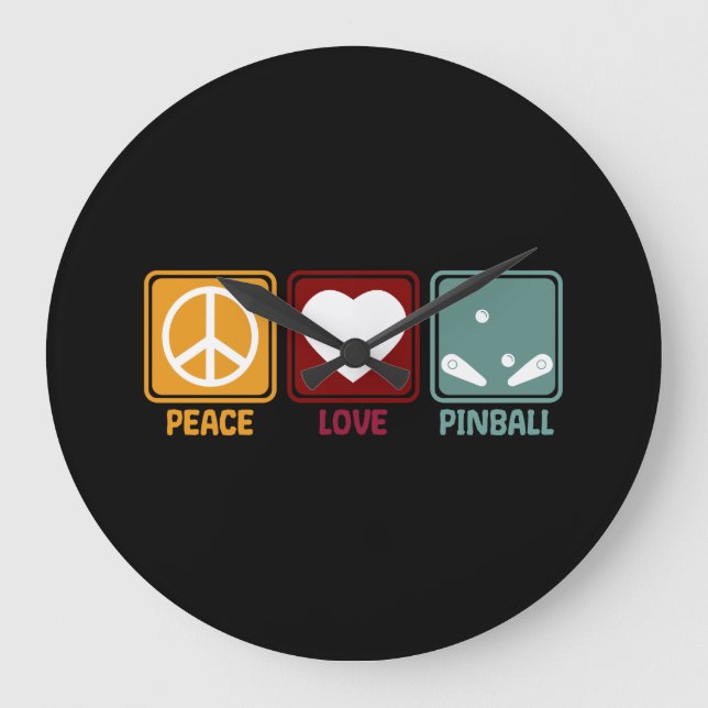 Grande Horloge Ronde Pinball Machine Peace Love Slogan Funny Retro (Recto)
