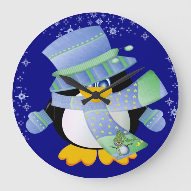 Grande Horloge Ronde Pingouin Time Wall Clock (Recto)