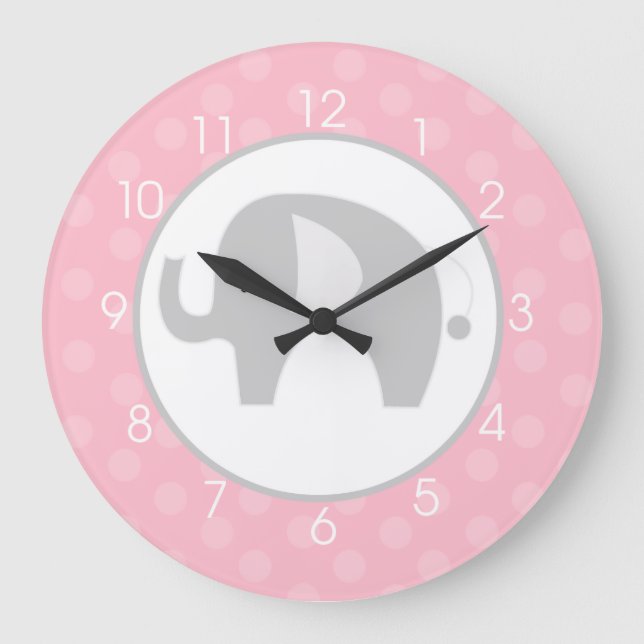 Grande Horloge Ronde Pink and gray elephant clock (Recto)