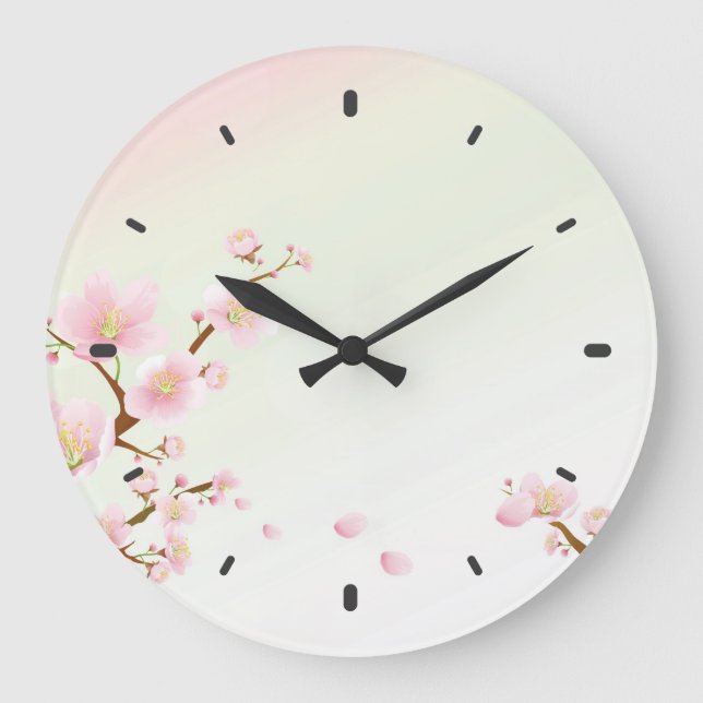 Grande Horloge Ronde Pink and White Cherry Blossom Nature Monogram (Recto)