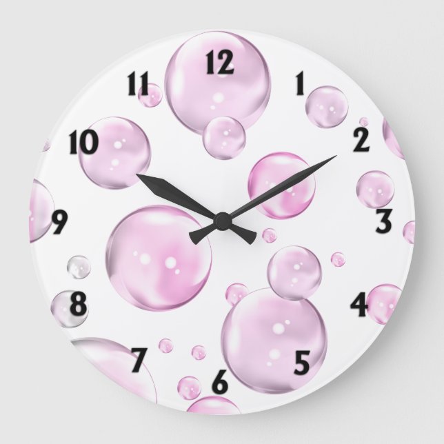 Grande Horloge Ronde Pink Bubbles with Black Numbers (Recto)
