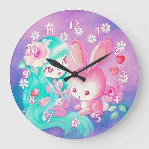 Grande Horloge Ronde Pink Bunny