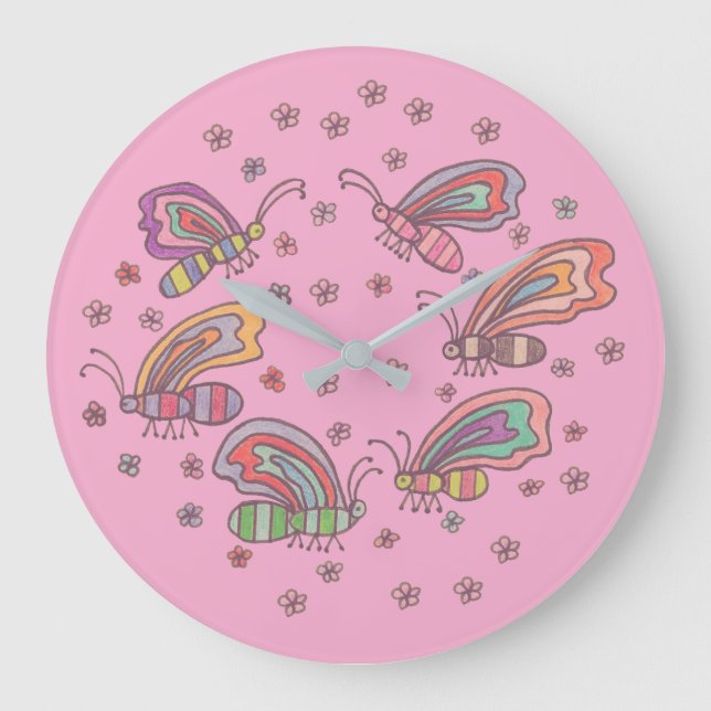 Grande Horloge Ronde Pink Butterfly Lady (Recto)