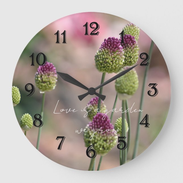 Grande Horloge Ronde Pink Clover Flowers Photography   (Recto)
