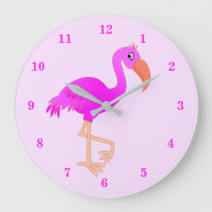 Grande Horloge Ronde Pink Flamingo Wall Clock