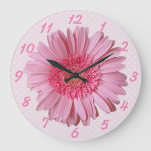 Grande Horloge Ronde Pink Gerber Daisy