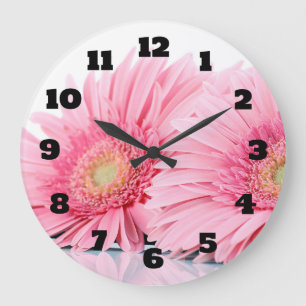 Grande Horloge Ronde Pink Gerbera Daisies Elegant photographe